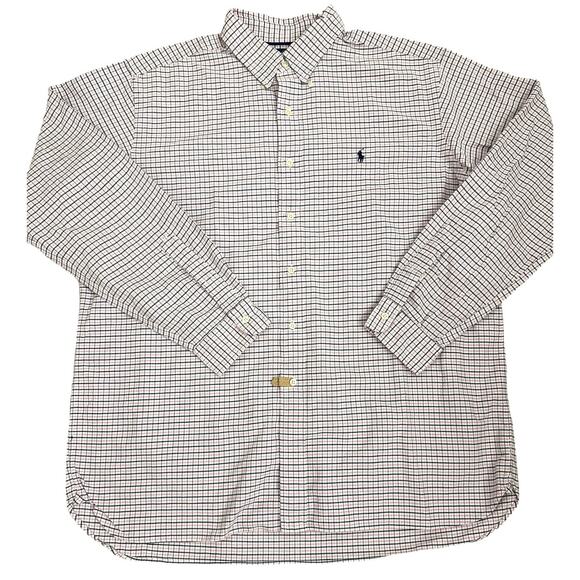 Ralph Lauren Classic Fit Pink Blue White Button Down Dress Shirt Size Men's XL - Picture 1 of 3
